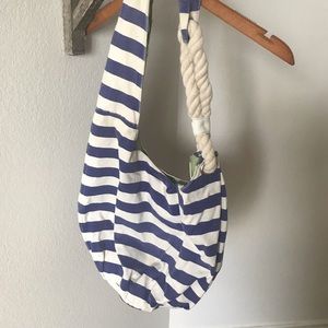 Navy and white Striped Bag